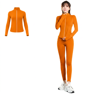Conjunto Deportivo Vintage para Mujer, Cuello Alto, Ajustado, Cortavientos, Transpirable, Tallas Grandes, Chaqueta Larga para Running, Fitness y Pilates - Product Image 2