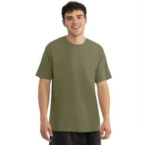 T-shirt Homme Vert Olive Uni Col Rond Manches Courtes Coton Doux Décontracté Coupe Ample Respirant Été Streetwear Personnalisable - Product Image 1
