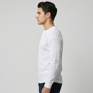 Men's Henley Waffle T-Shirt Summer Long Sleeve Henley Waffle Tee Shirts Men Windproof Button Up Waffle <b>TShirt</b> Mens - Product Image 5