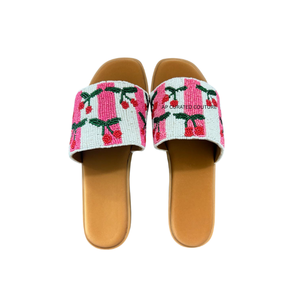 Sandalias Deslizantes con Cuentas Personalizadas, Diseño de Limones y Rayas Coloridas, Chanclas de Verano con Punta Abierta, Calzado de Moda Hecho a Mano - Product Image 2