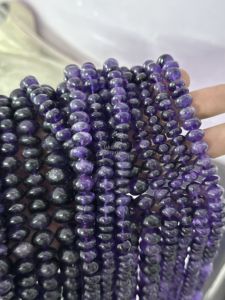 <b>Large</b> Purple Amethyst Smooth Rondelle <b>Beads</b> 16 Inch Strands 10MM 12MM Natural Amethyst Gemstone <b>Beads</b> For Jewelry Making in Bulk - Product Image 4