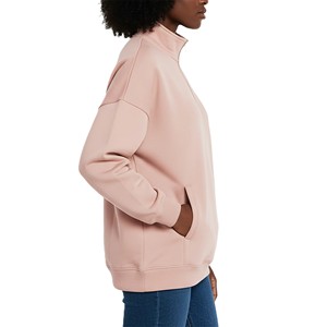 Wholesale Price Autumn/Winter Printed Front Quarter Half <b>Zip</b> <b>Hooded</b> Oversized Streetwear Women's Fleece Sweatshirt Custom Logo - Product Image 6