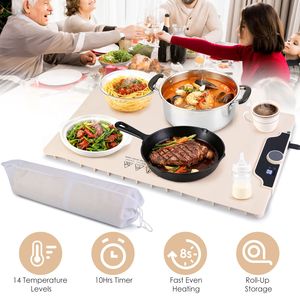 Tappetino Elettrico in Silicone per Riscaldamento Alimenti 23.6X15.8 Pollici, 300W, Riscaldamento Rapido, 14 Livelli di Temperatura, Timer 10 Ore, Arrotolabile, Attrezzatura per Mantenimento Calore - Product Image 2