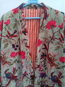 Bata Kimono de Terciopelo con Estampado Floral de Aves |   Bata de Baño de Lujo de Manga Larga |   Ropa Casual para Mujer - Product Image 2