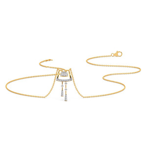 Collar de Diamantes Dobles con Diseño Arquitectónico, Marco Abierto en el Centro y Destellos Lineales en Cascada - Product Image 2