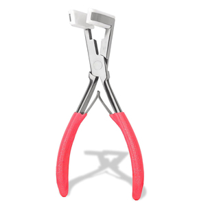 Hair Extension Application Press Pliers, Flat Pressure Head, <b>Pink</b> Coated Handles Stainless Steel Body, Salon Tape Bonding <b>Tool</b> - Product Image 1