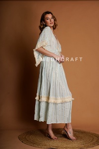 Vestido Maxi Bohemio de Algodón con Lurex para Mujer, Cómodo y Sin Arrugas, para Uso Casual y de Fiesta, a Bajo Precio, Exportación al por Mayor - Product Image 2