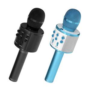 Portátil para Bluetooth Micrófono de karaoke inalámbrico 3 en 1 Microfono Inalambrico Soporte de grabación USB para todos los teléfonos inteligentes Negro Azul - Product Image 1