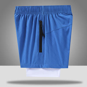 Men's Navy Blue Sport <b>Shorts</b> With Pockets <b>Quick</b> <b>Dry</b> Breathable Elastic Waist Mid Length Spandex Polyester Knitted Fabric - Product Image 5