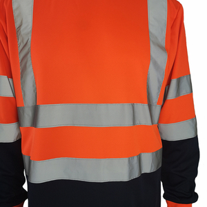 Hi <b>Vis</b> Class 3 Reflective Safety Long Sleeve <b>T</b>-<b>Shirt</b> Lime Orange Navy Polyester Quick Dry Breathable Unisex Needle Detection - Product Image 5
