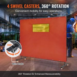 Schermo di Protezione per Saldatura in Vinile Ignifugo 6 X 8 con 4 Ruote Girevoli, Telaio per Schermo e Accessorio per Casco - Product Image 3