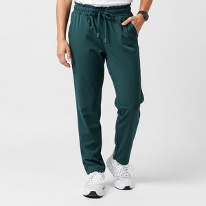 Pantalon de jogging médical vert foncé pour homme avec cordon de serrage à la taille et poches |   Pantalons de survêtement décontractés Performance Comfort pour l'hôpital - Product Image 1