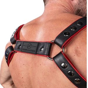 <b>Mens</b> Hunter Leather <b>Harness</b> Red Adjustable Shoulder Straps Premium Leather Club Wear Body <b>Harness</b> - Product Image 5