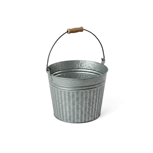 Maceta de Hierro Galvanizado Natural con Diseño Acanalado para Decoración de Jardín, Interior y Exterior - Product Image 1