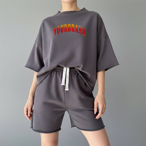 Conjunto de Shorts de 2 Piezas para Mujer, Venta Caliente, Encaje Personalizado, Por Encima de la Rodilla, Corte Regular, 100% Algodón, Servicio OEM - Product Image 2