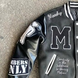 Chaquetas Universitarias Unisex, Chaquetas Letterman Lisas, de Lana, Poliéster/Algodón, Transpirables, para Invierno, OEM, Estilo Urbano - Product Image 4