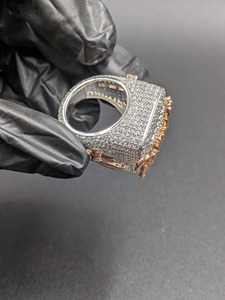 Round Cut Diamond <b>Ring</b> Iced Moissanite <b>Custom</b> Name <b>Ring</b> 925 Silver 14K White & Rose Gold Plated Hip Hop Jewelry for Men's - Product Image 2