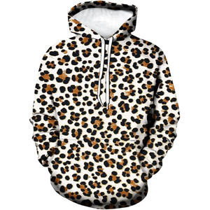 Sweat-shirt à capuche unisexe en molleton de coton imprimé léopard, style streetwear, personnalisable avec logo, fournisseur en gros - Product Image 5