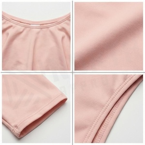 NORTH APPROACH Women Off-The-Shoulder Ruffled One-Piece Swimsuit Solid Pink Stretch Bodysuit - Product Image 4