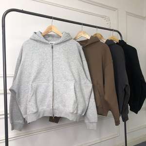 Sudadera con capucha para hombre, 100% algodón, de alta calidad, 350 g/m², gruesa, oversize, con hombros caídos, cierre completo, logotipo personalizado, corte holgado - Product Image 1