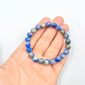 Wholesale Natural Lapis Round <b>Stone</b> Beads Polished Blue White Gemstone Beads for <b>Bracelet</b> Making Jewelry Craft - Product Image 1