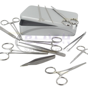 Kit d'instruments de dissection et de pansement pour chirurgie générale, en acier, comprenant pinces manuelles, ciseaux, pinces à épiler et trousse de pansement, par Blush Surgical - Product Image 3