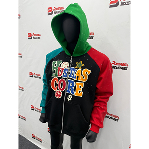 Sudadera con capucha de algodón polar con cremallera completa y pedrería, estilo casual urbano, manga raglán, al por mayor - Product Image 2