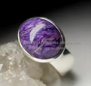Anillo llamativo de Plata de Ley 925 superventas, exquisita piedra preciosa de charoita púrpura, regalo de boda de compromiso clásico para clásico - Product Image 5