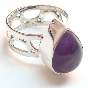 High Design Bohemian Gypsy 925 Sterling Silver Natural Amethyst Ring Energy Healing Reiki Crown Chakra Balance Meditation - Product Image 1