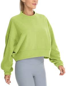 Sweat-shirt personnalisé à col rond avec logo brodé, style streetwear, coupe courte, pour le yoga, la gym, l'entraînement, pour femmes, tricoté - Product Image 1