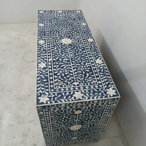 Cajón con Incrustaciones de Hueso de ILAHI, Diseño Moderno con Detalles de Ágata, Mueble Portátil para el Hogar - Product Image 1