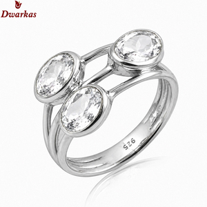 Hot sale trendy fine jewelry 925 sterling <b>silver</b> white topaz three gemstone <b>ring</b> for <b>men</b> fashion parties gift jewelry - Product Image 1
