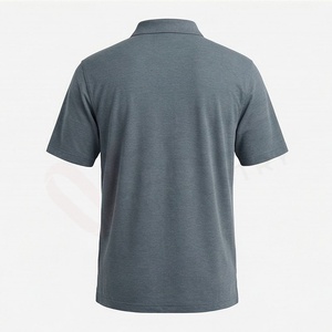 Polo en coton gris à manches courtes pour homme, décontracté, respirant, coupe classique, design tricoté uni - Product Image 2