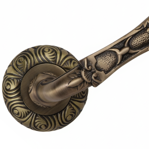 Poignée de porte en bronze antique Verdant Fleur avec motif floral sculpté, levier décoratif de luxe pour portes intérieures, maison et bureau - Product Image 2