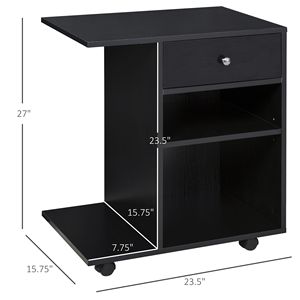 Black Mobile File Cabinet <b>Printer</b> <b>Stand</b> with Wheels Adjustable Shelf Drawer and CPU <b>Stand</b> Durable Metal Easy Assembly - Product Image 3