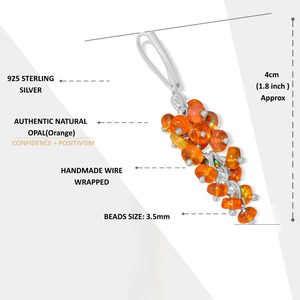 Orange Opal Fine Hoop Dangle Earrings Lever <b>Back</b> Beaded <b>Drop</b> Trendy Wedding Engagement Jewelry for Women Party Wear - Product Image 2