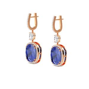 Boucles d'oreilles longues en diamants de laboratoire 28,07 CTW, or rose 9 carats, bijoux fins pour femmes, sélection d'exportation en gros - Product Image 2