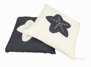 Anne Home - White Pillow <b>Blue</b> Star set of 2 Decorative <b>Throw</b> Pillows for Sofa Home Decor 41.91Lx41.91Wx12.7H cm - Product Image 2