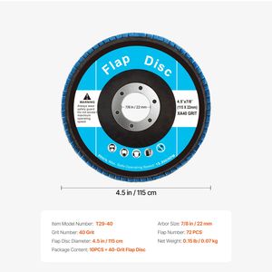Dischi Abrasivi a Lamelle in Zirconia Tipo 29 per Smerigliatrice Angolare, 40 Grit, 4-1/2'' X 7/8'', per Levigatura e Smerigliatura - Product Image 3