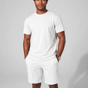 Wholesale Summer Men's Casual Shorts <b>Set</b> Plain Color Solid 100% Cotton Jersey Quick Dry Knitted Pocket Customized Logo <b>Twin</b> <b>Set</b> - Product Image 1