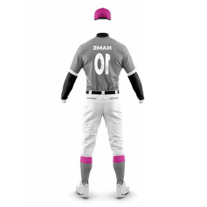 Softball Uniform 100% <b>Polyester</b> Compression Long Sleeve Jersey with Pants Stretchable Club Baseball Uniform Kits For Adults - Product Image 2