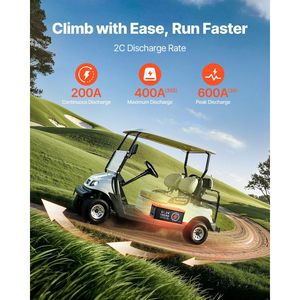 Batteria al Litio 48V 105Ah per Golf Cart con BMS 200A, Monitor LCD, App Mobile e Capacità di 400Ah - Product Image 2