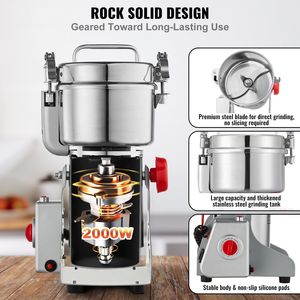 Broyeur alimentaire électrique commercial 750g 2000W, pulvérisateur d'épices haute vitesse, machine à poudre en acier inoxydable à vitesse rapide - Product Image 3