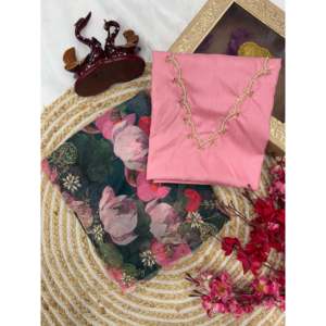 <b>Beautiful</b> Floral Print Saree with Pearls Handwork for Party Wear Featuring Indian & Pakistani Style Clothing - Product Image 1