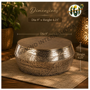 Bol décoratif en argent avec couvercle Shri Gokul International, 9 pouces de diamètre x 4,25 pouces de hauteur, rond, résistant à la chaleur, décoration pour la maison - Product Image 1