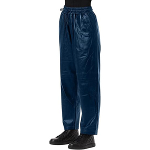Pantalones Harem de PU para Mujer, Cintura Media, Cordón Ajustable, Corte Holgado, Largos, Color Sólido, Estilo Casual de Otoño - Product Image 2