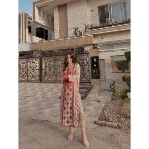 Conjunto de Salwar Kameez de Algodón de Diseño con Hermoso Bordado de Hilo, Talla XL - Product Image 4