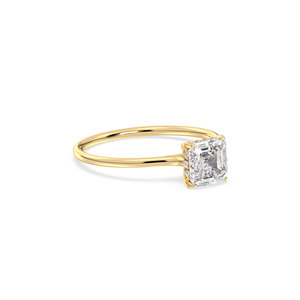 Anillo de compromiso de diamantes cultivados en laboratorio REYES Custom HPHT CVD, regalo de boda, anillo solitario con halo oculto de oro amarillo macizo de 14 quilates para mujer - Product Image 3