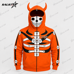 White Skeleton <b>Orange</b> Hoodie Halloween 3D Printed Skeleton Costume Hoodie Custom Unisex Zip Up Hooded <b>Sweatshirt</b> - Product Image 3