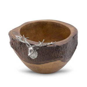 Bol de service alimentaire en bois de manguier avec accent métallique, forme ronde, pour la maison et les hôtels, vaisselle de table, bol de service alimentaire - Product Image 4